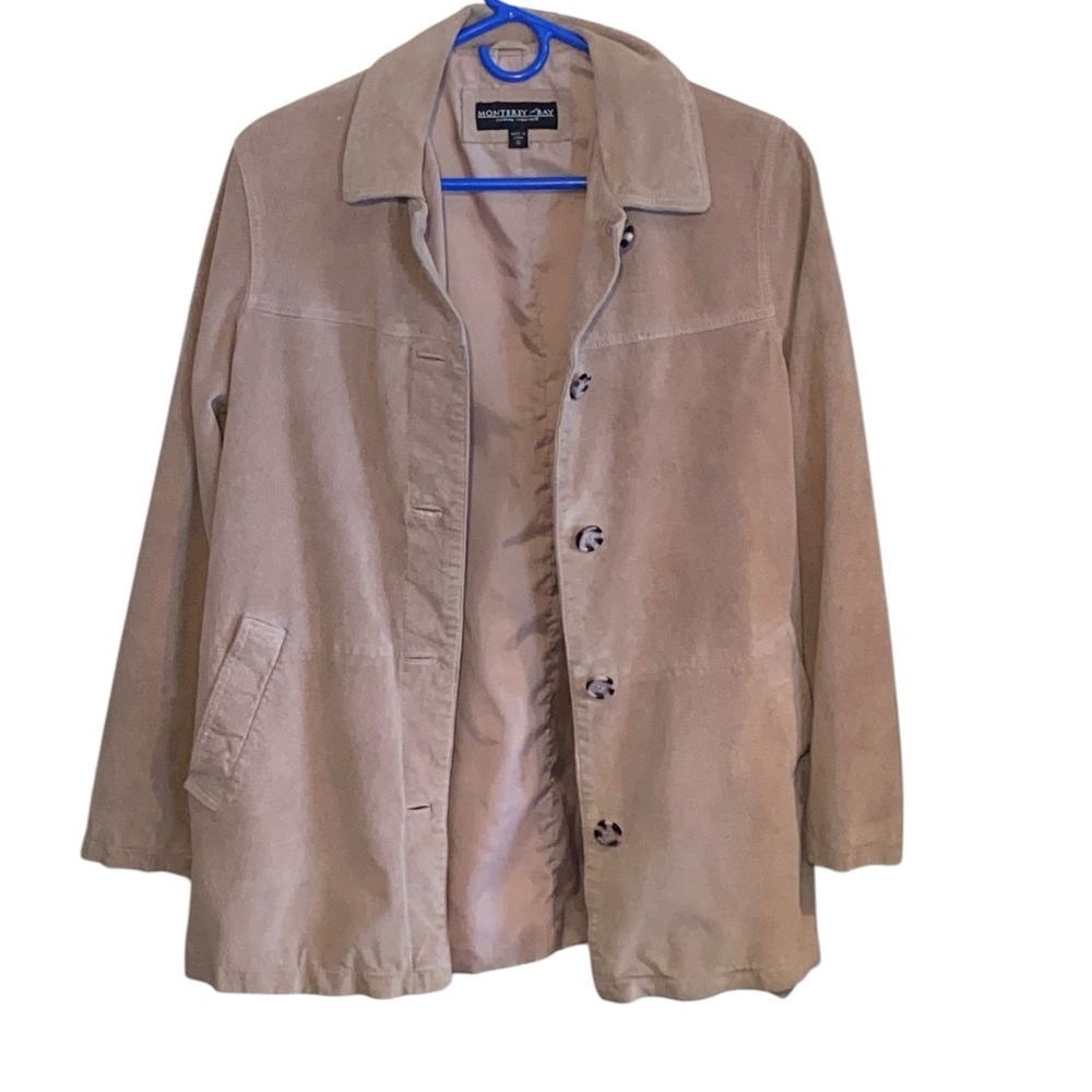 Vintage y2k Monterrey Bay dusty pink button up suede leather Blazer jacket Fall - Picture 7 of 16
